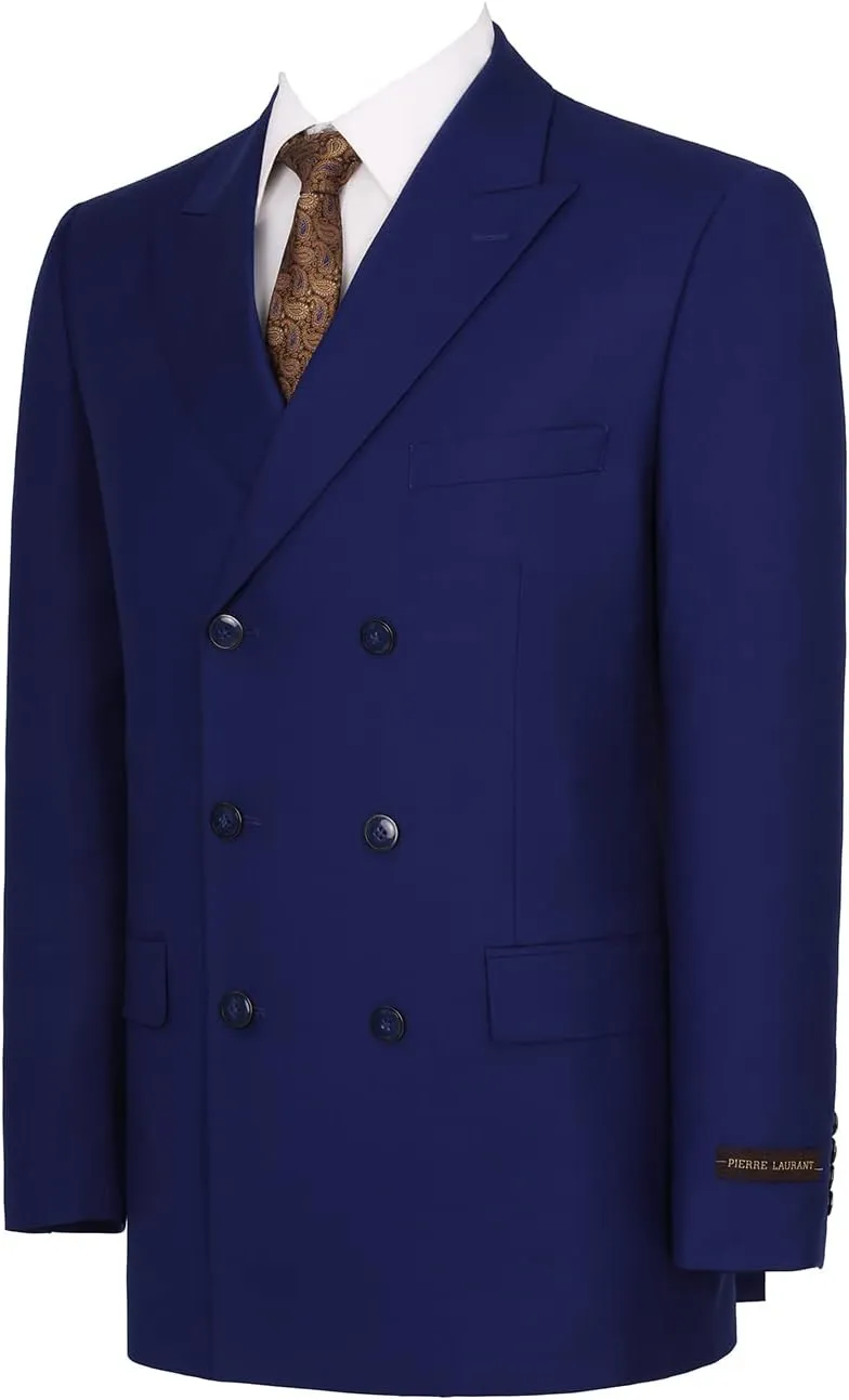 Mens Suits 2 Piece Double Breasted Six Button Classic Fit Business Jacket Blazer Pants Set