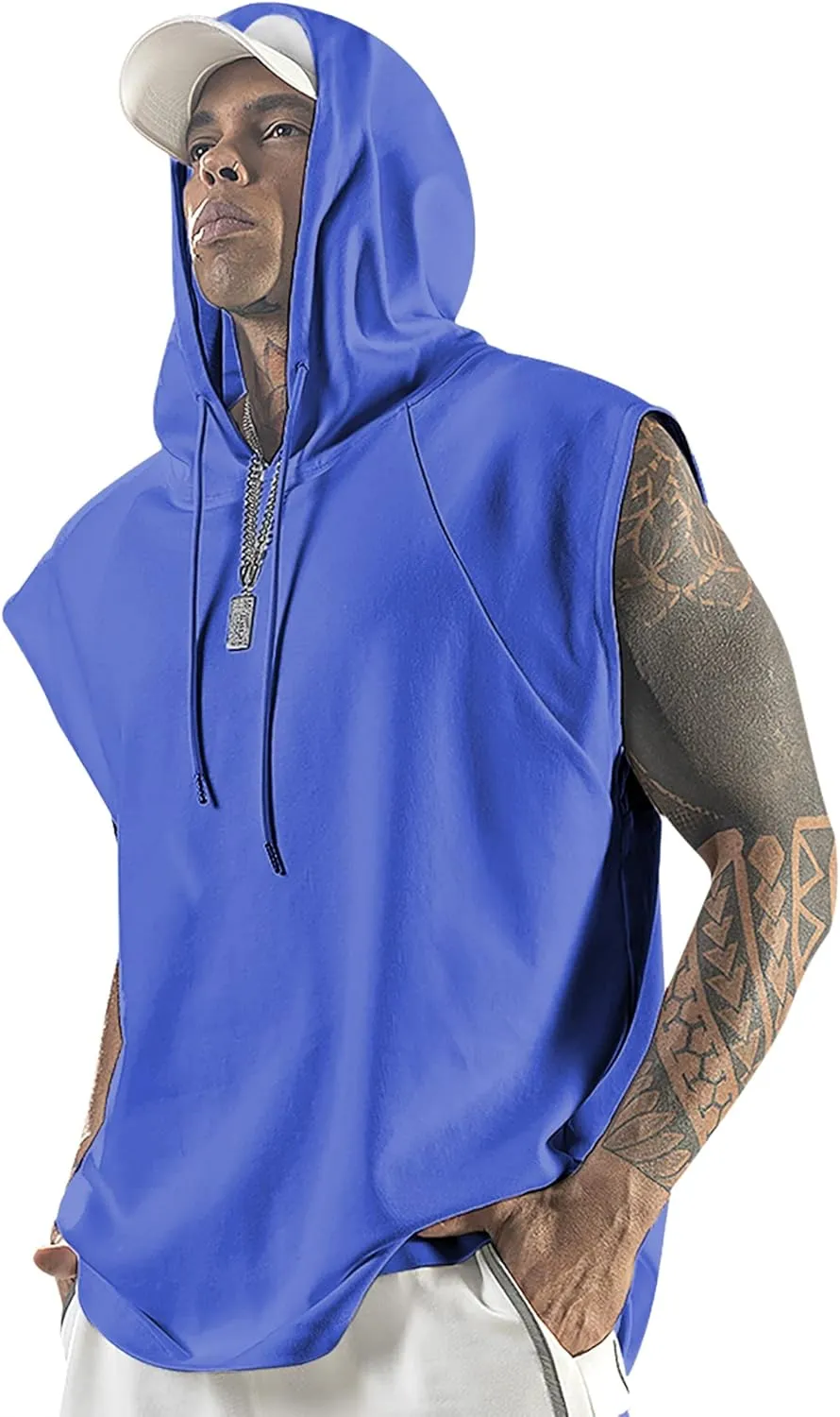 Men's Workout Hooded Tank Tops Bodybuilding Muscle Cut Off T Shirt Sleeveless Gym Hoodies