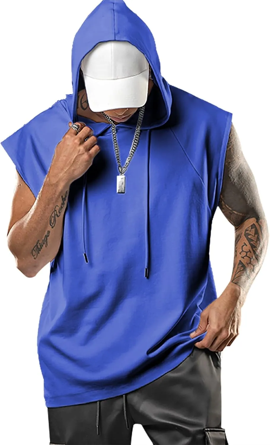 Men's Workout Hooded Tank Tops Bodybuilding Muscle Cut Off T Shirt Sleeveless Gym Hoodies