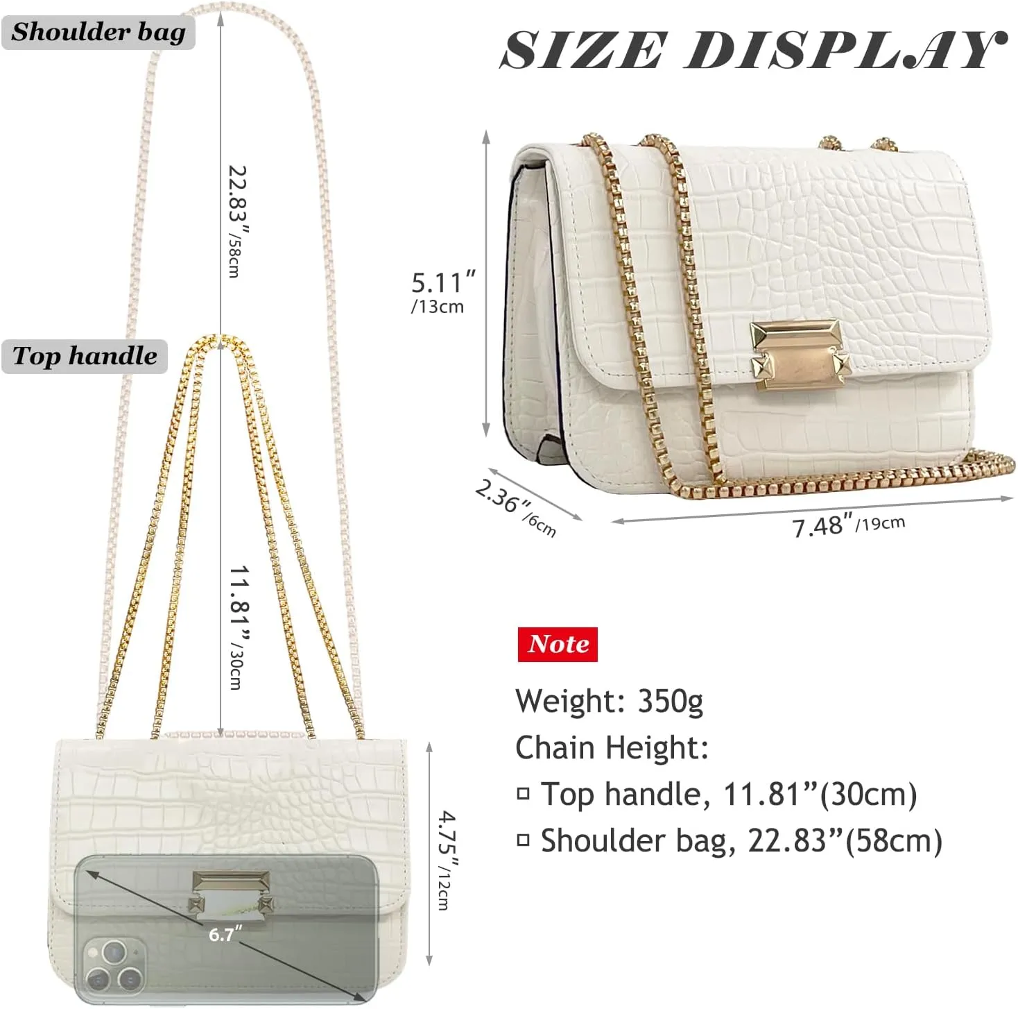 Mini Crocodile Pattern Shoulder Bags for Women with Chain Strap,Small Purses for Women with Flap Closure