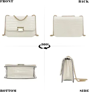 Mini Crocodile Pattern Shoulder Bags for Women with Chain Strap,Small Purses for Women with Flap Closure
