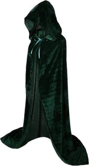Miyaomn Cute Tops for Women Trendy Going Out Women's Velvet Hoodie Cloak Solid Color Vampire Witch Wizard Long Cape Robe Halloween Christmas Party Cosplay Costume(Green,Medium)