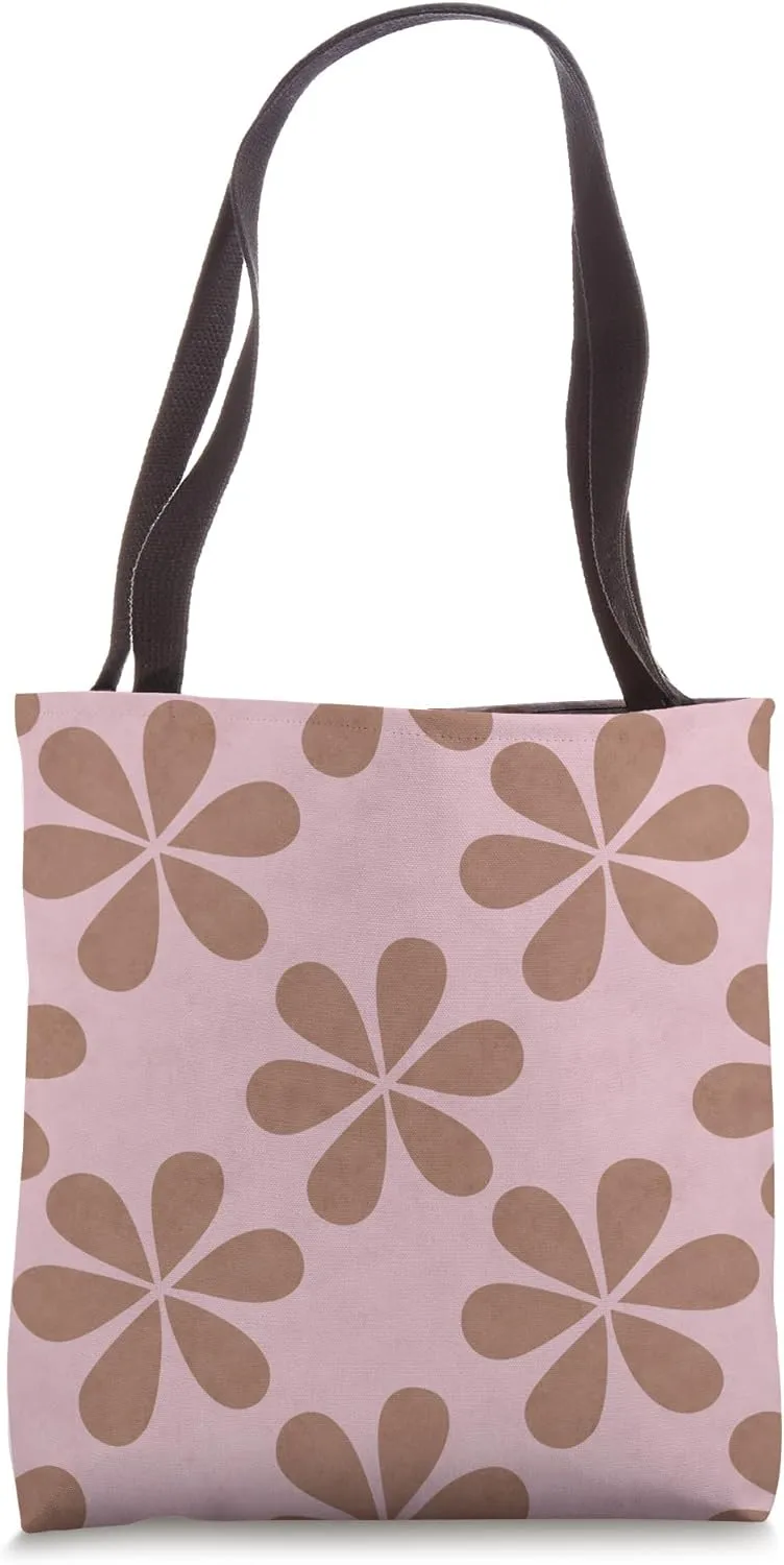 Mocha Mousse Light Brown Mauve Pastel Retro Flower Tote Bag