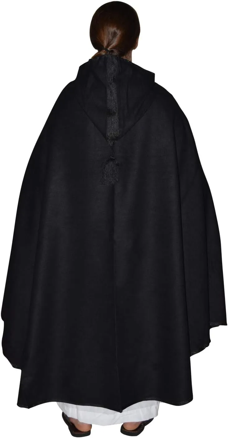 Moroccan Men Poncho Hooded Cape Wool Cardigan Open Front Elegant Wrap
