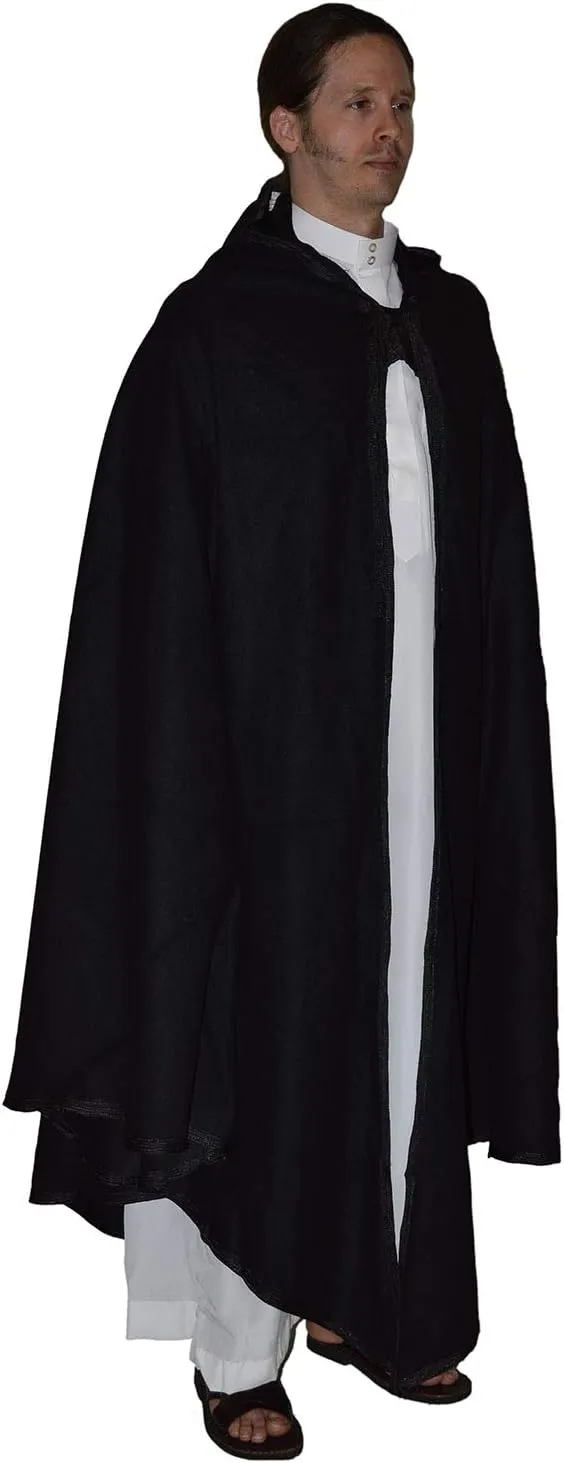 Moroccan Men Poncho Hooded Cape Wool Cardigan Open Front Elegant Wrap