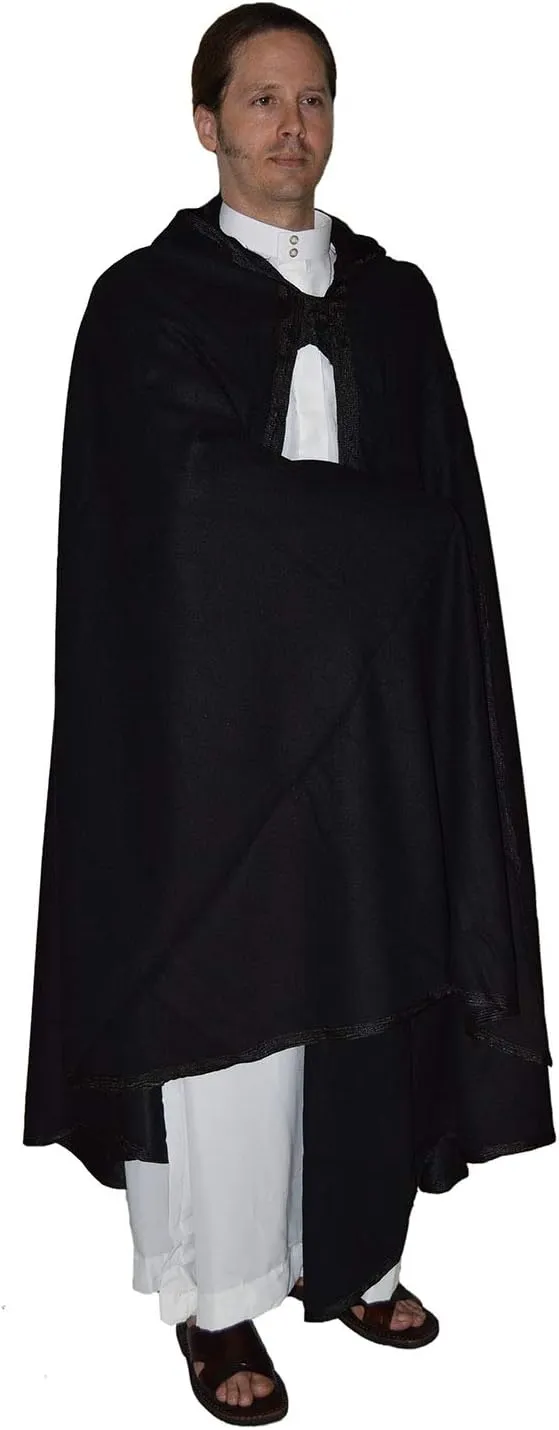 Moroccan Men Poncho Hooded Cape Wool Cardigan Open Front Elegant Wrap