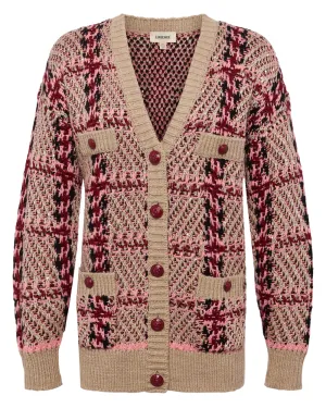 Natural Pink Burgundy Black Sequin Macie Cardigan