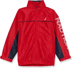 Nautica Boys' Light Weight Anchor Jacket with Stowable Hood