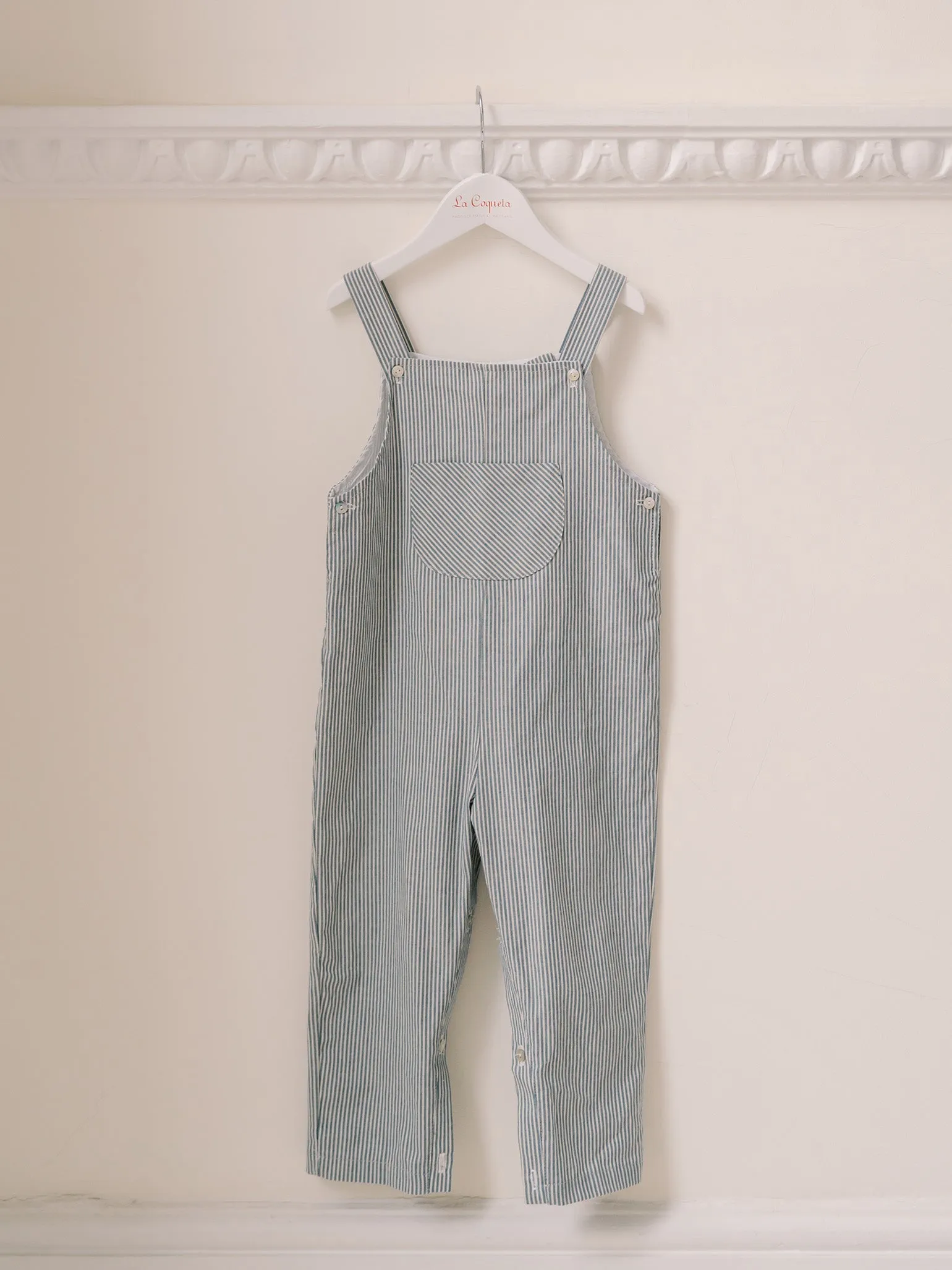 Navy Stripe Coroza Baby Dungarees