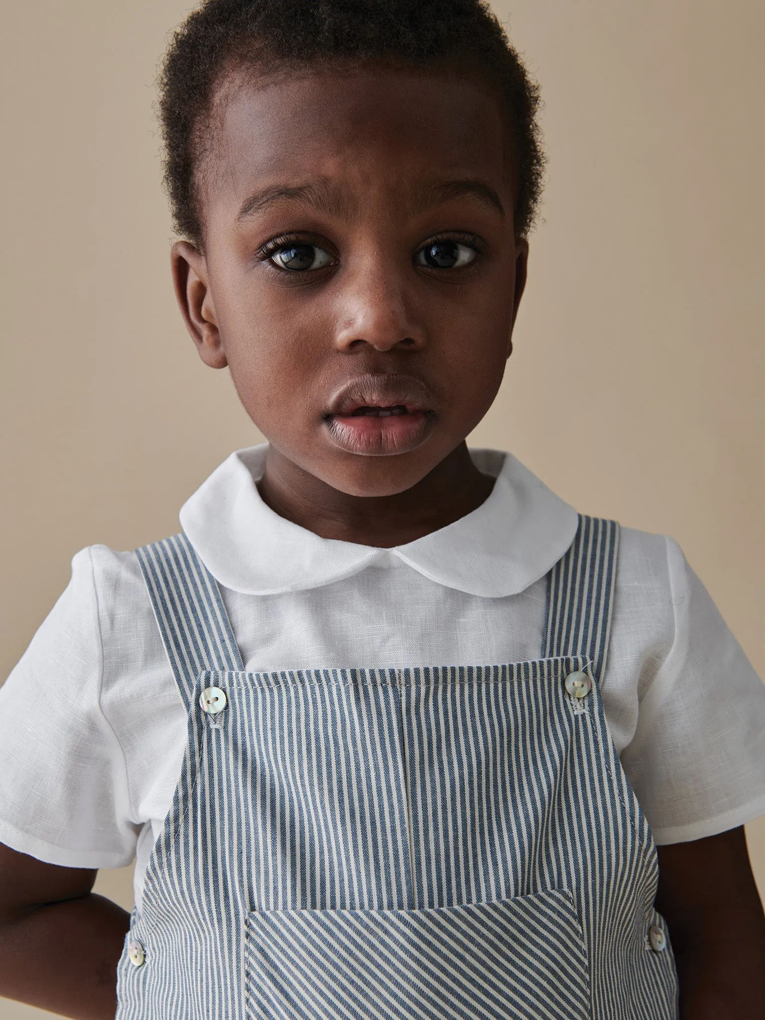 Navy Stripe Coroza Baby Dungarees