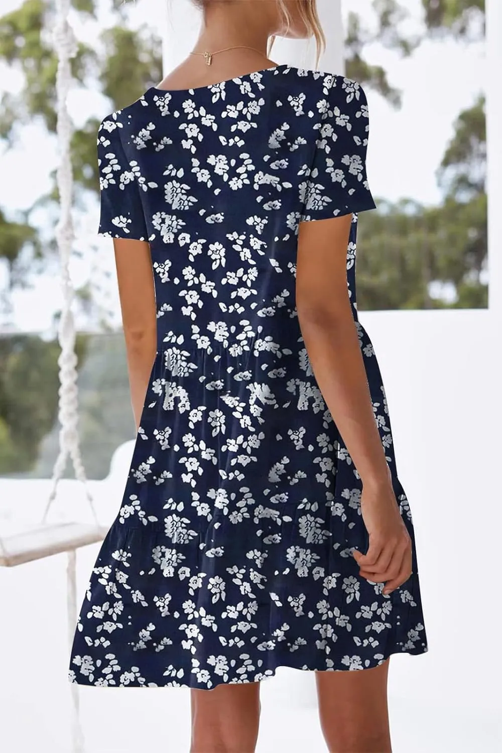 nclook Womens 2025 Summer Casual Dress Crew-Neck Short Sleeve Mini Dress with Pockets