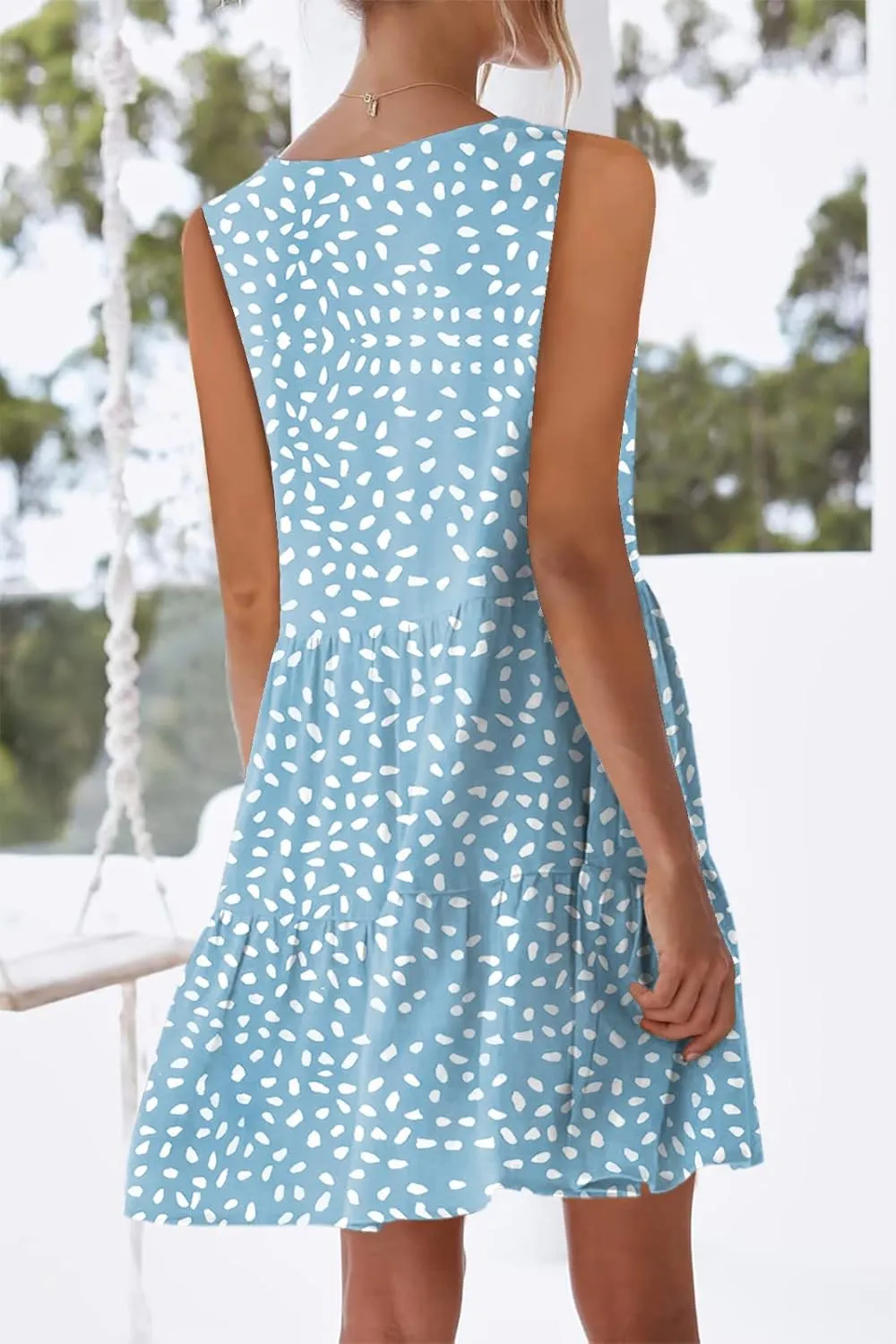 nclook Womens Summer Casual Dresses Sweet Cute Crewneck Sleeveless Dress with Pockets