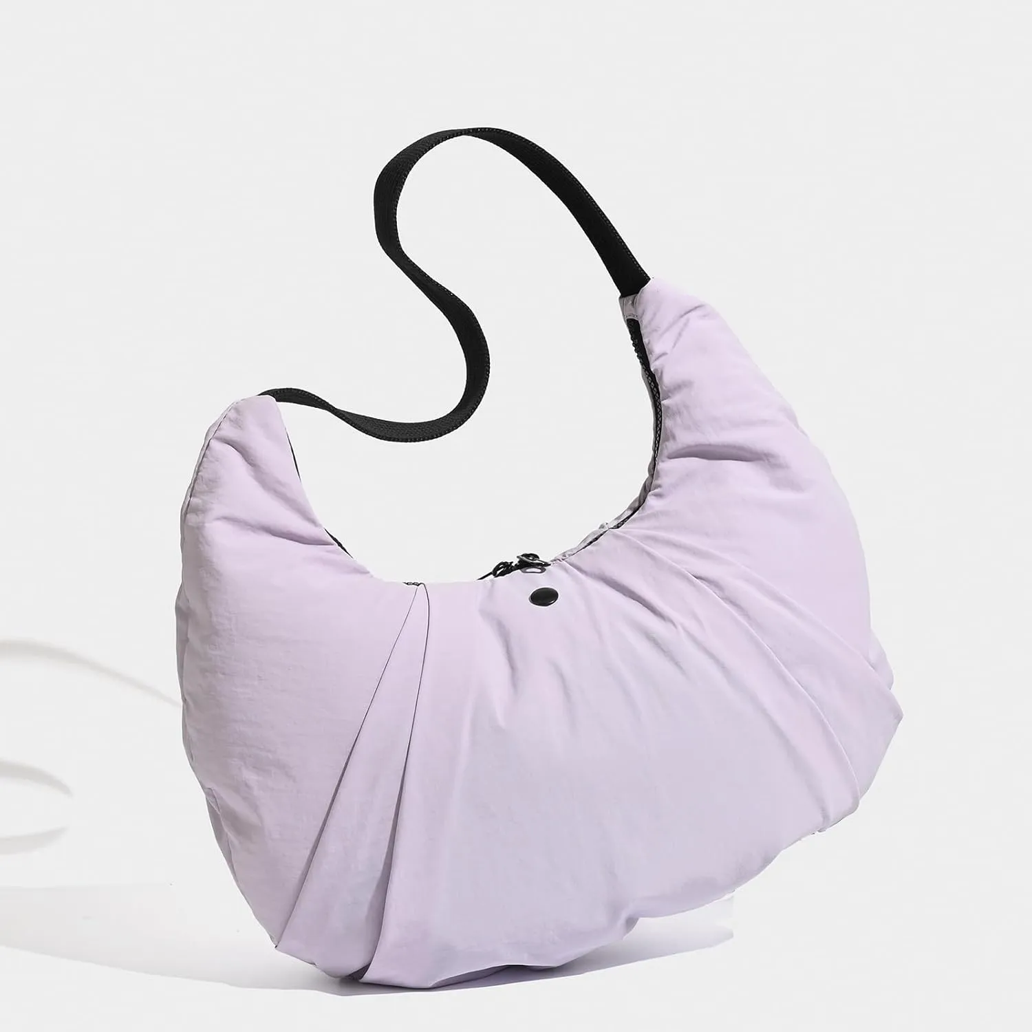 Nylon Crescent Bag, Medium Hobo bag Casual Shoulder Crossbody with Interior Pockets Lightweight for Women