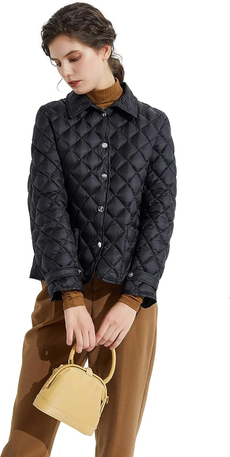Orolay Women's Light Cropped Puffer Jacket Packable Stand Collar Down Jacket