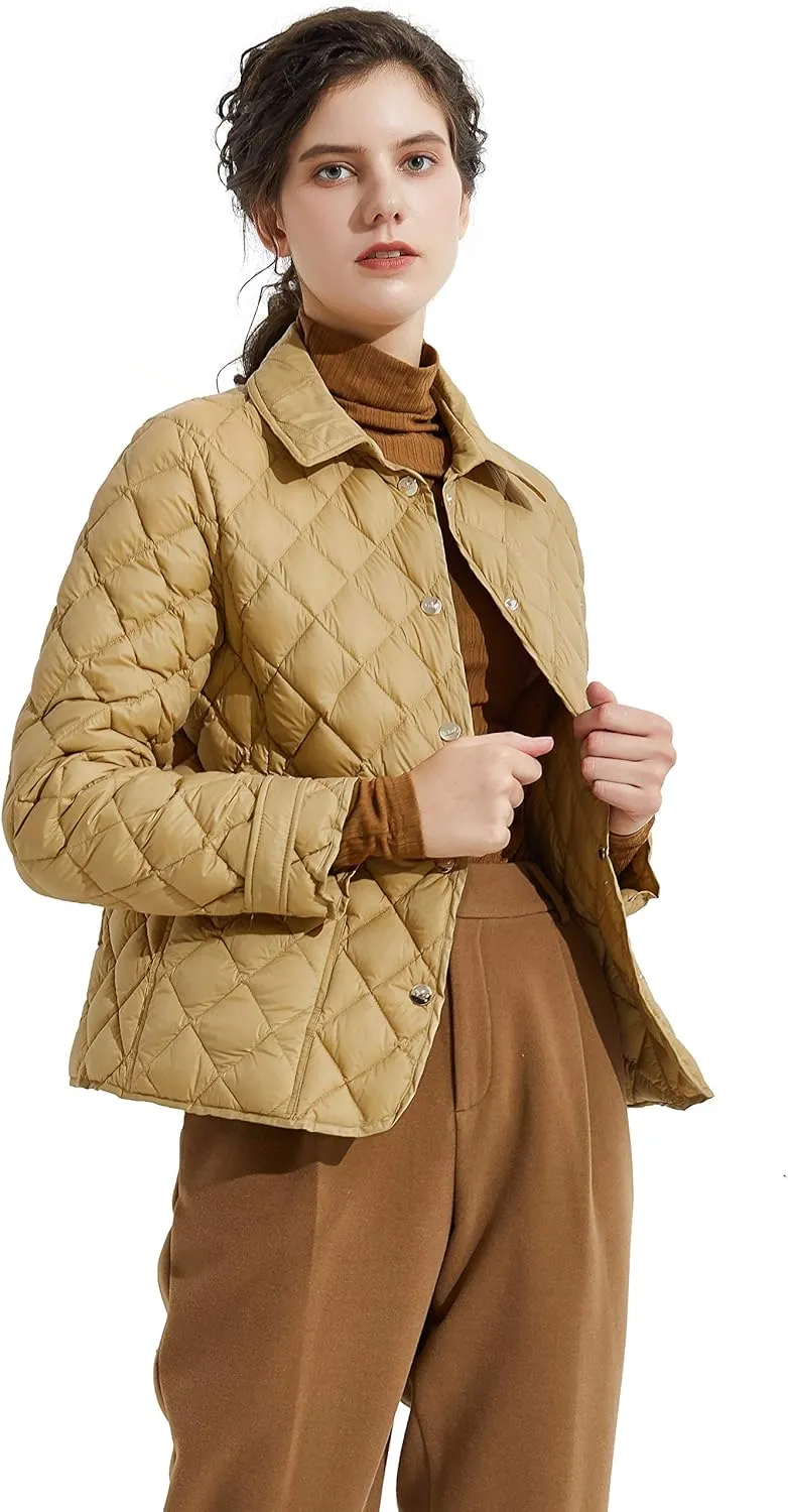 Orolay Women's Light Cropped Puffer Jacket Packable Stand Collar Down Jacket