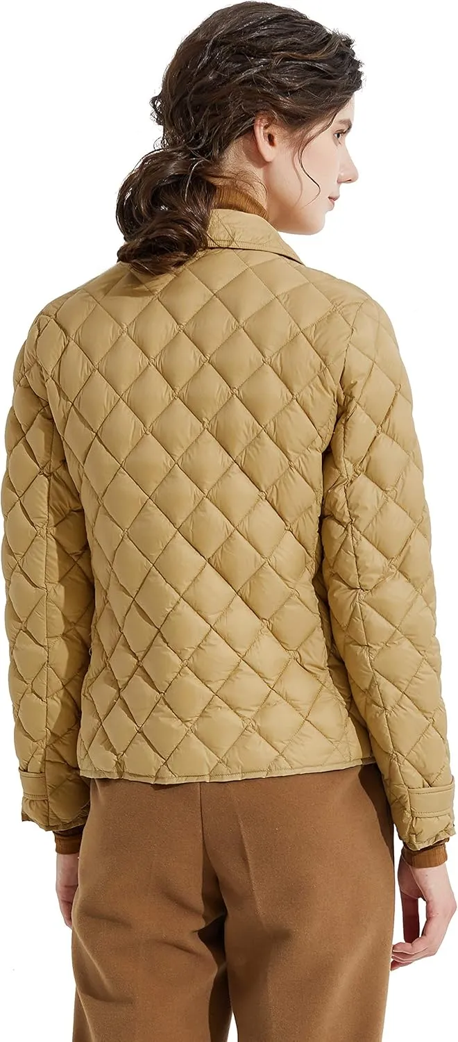 Orolay Women's Light Cropped Puffer Jacket Packable Stand Collar Down Jacket