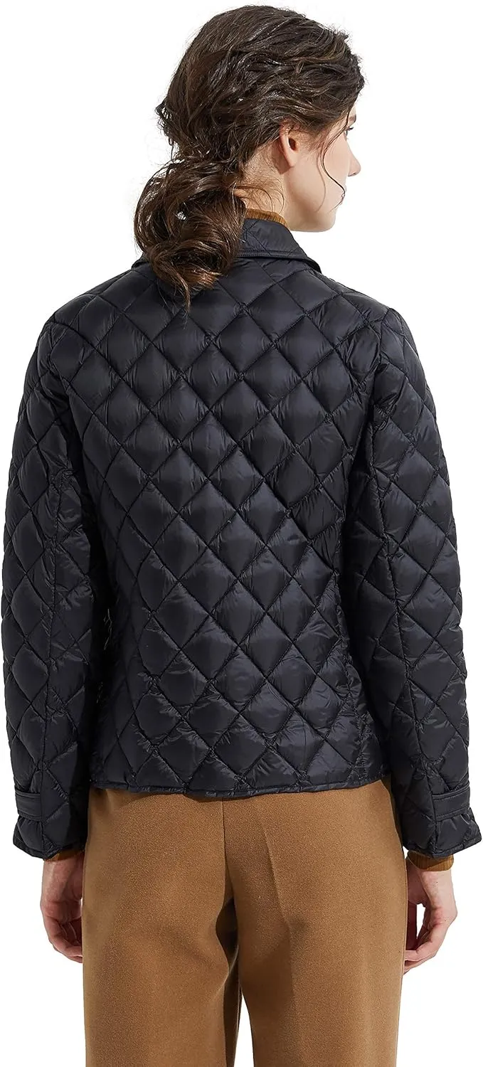 Orolay Women's Light Cropped Puffer Jacket Packable Stand Collar Down Jacket
