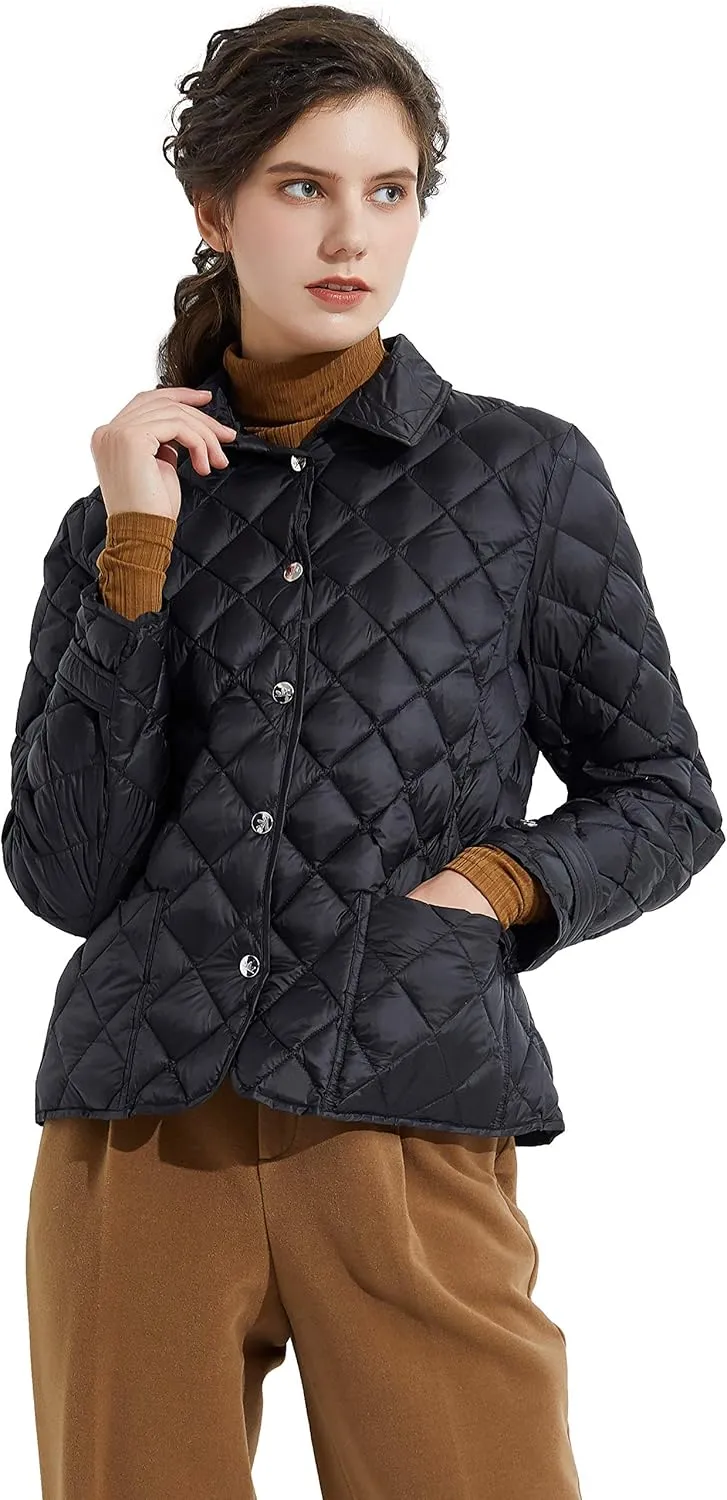 Orolay Women's Light Cropped Puffer Jacket Packable Stand Collar Down Jacket