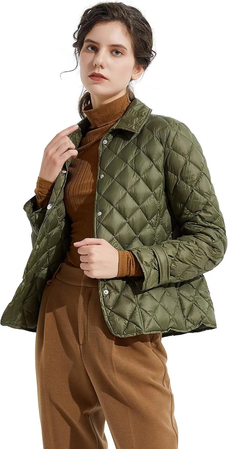 Orolay Women's Light Cropped Puffer Jacket Packable Stand Collar Down Jacket