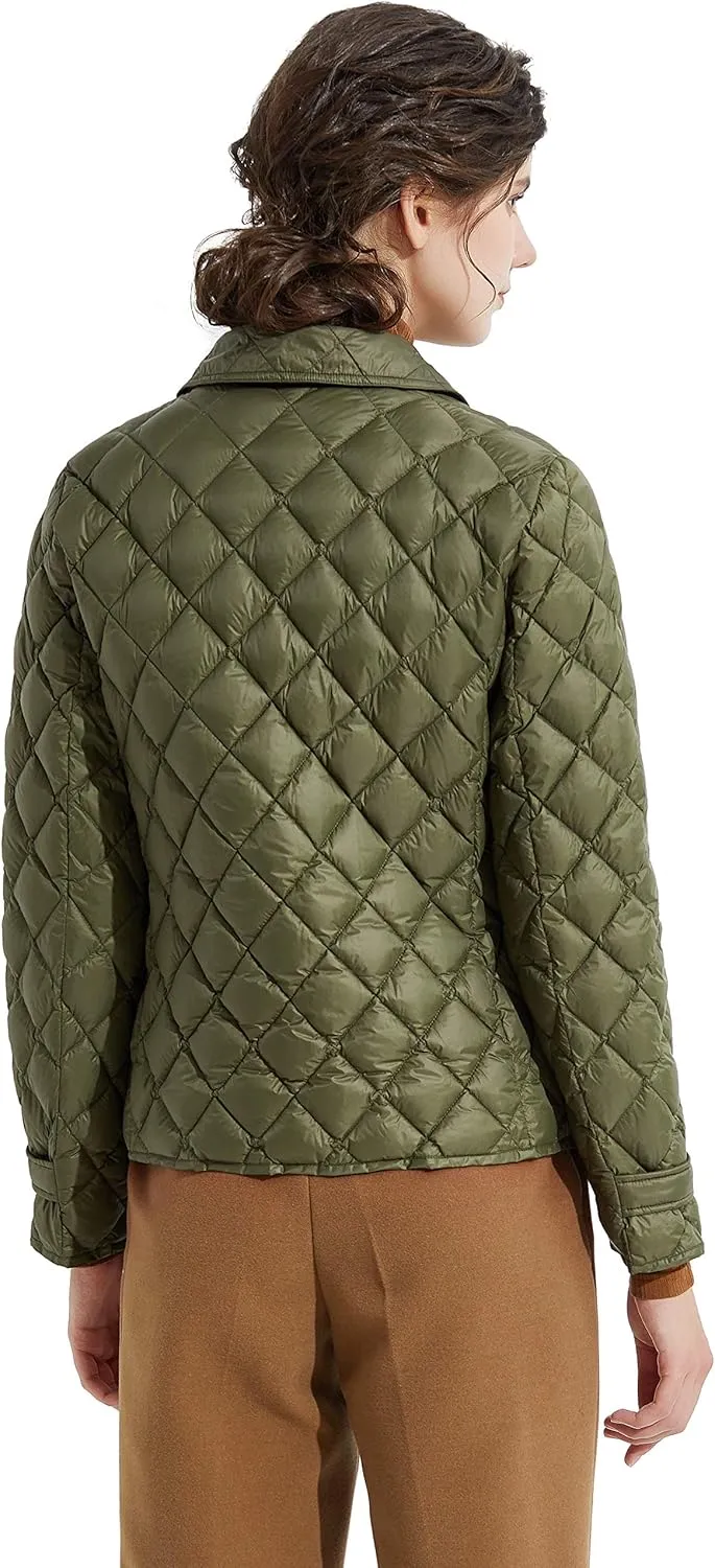 Orolay Women's Light Cropped Puffer Jacket Packable Stand Collar Down Jacket