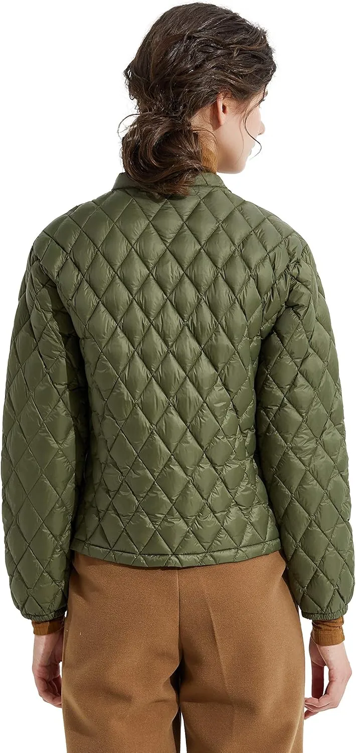 Orolay Women's Light Cropped Puffer Jacket Packable Stand Collar Down Jacket