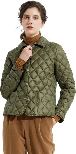 Orolay Women's Light Cropped Puffer Jacket Packable Stand Collar Down Jacket