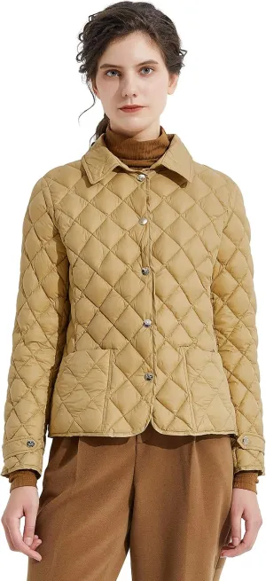 Orolay Women's Light Cropped Puffer Jacket Packable Stand Collar Down Jacket