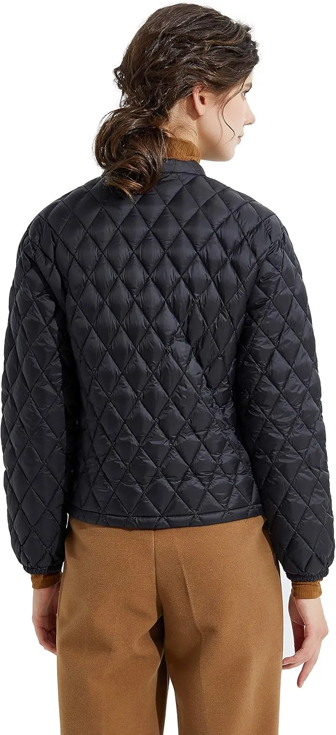 Orolay Women's Light Cropped Puffer Jacket Packable Stand Collar Down Jacket