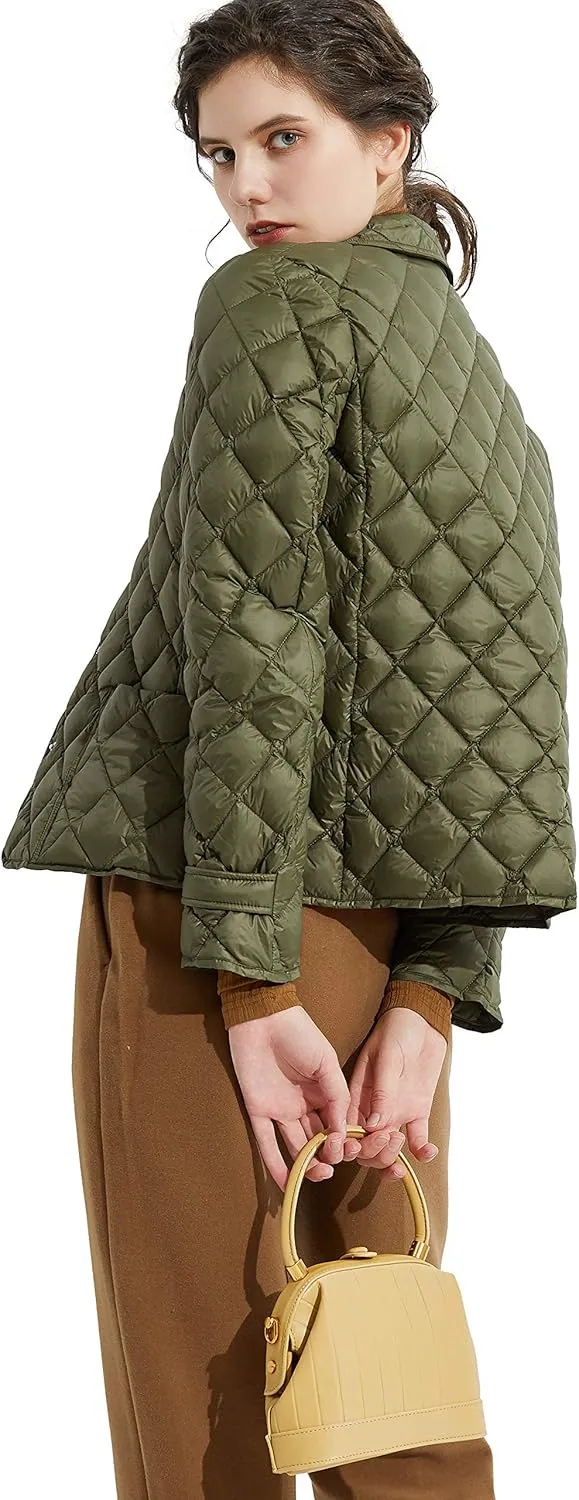 Orolay Women's Light Cropped Puffer Jacket Packable Stand Collar Down Jacket