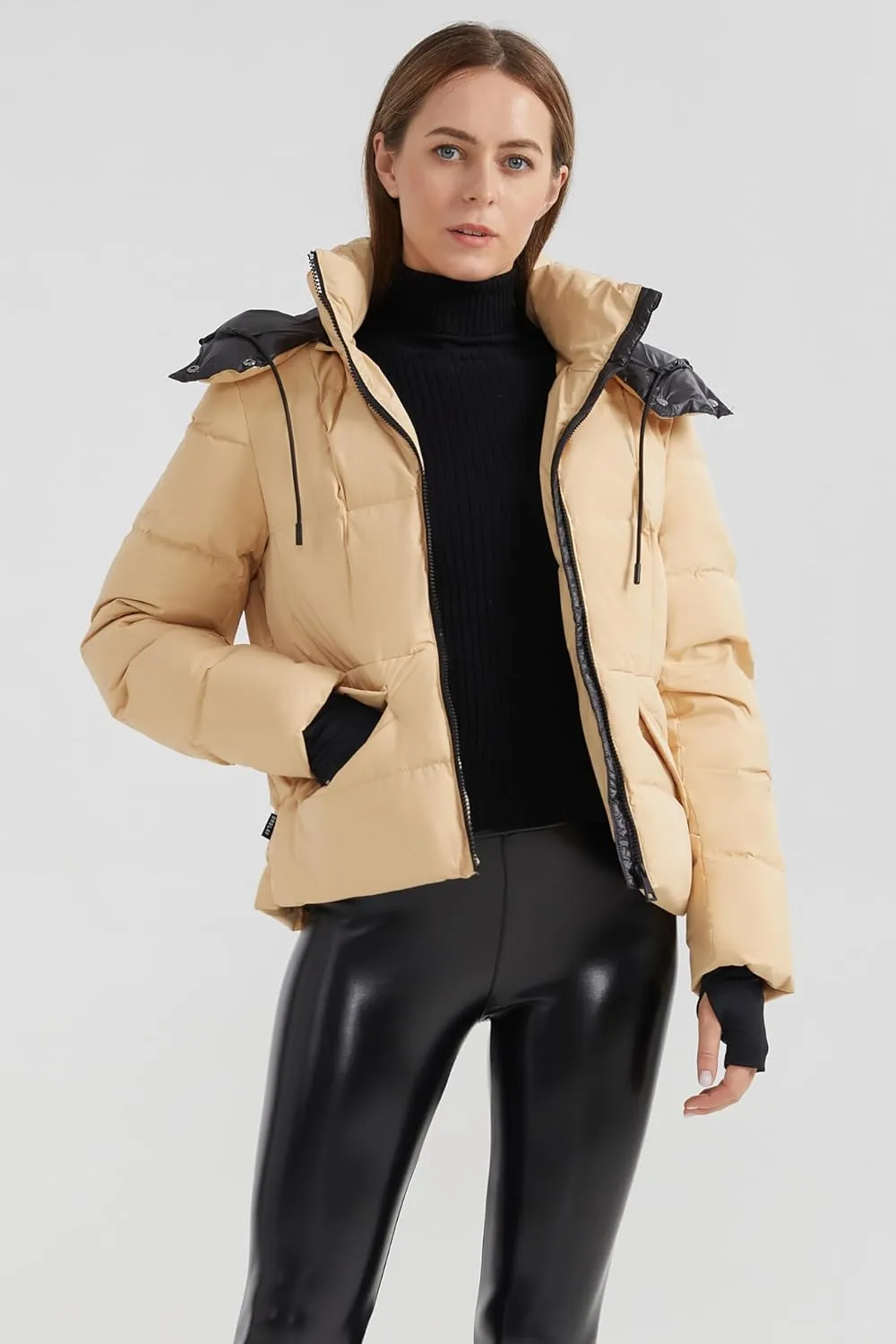 Orolay Women's Short Down Jacket Winter Cropped Hooded Coat for Outdoor Daily Wear