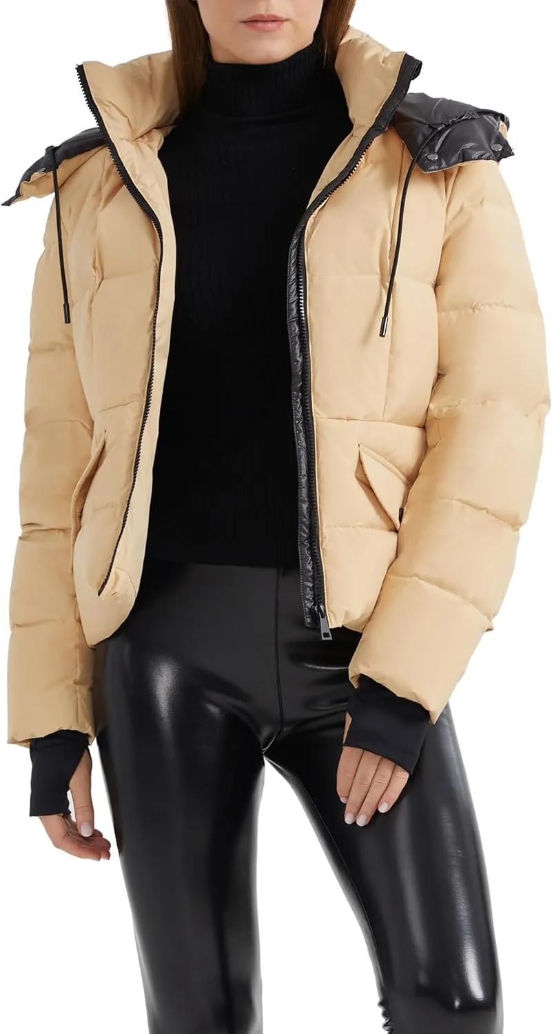 Orolay Women's Short Down Jacket Winter Cropped Hooded Coat for Outdoor Daily Wear