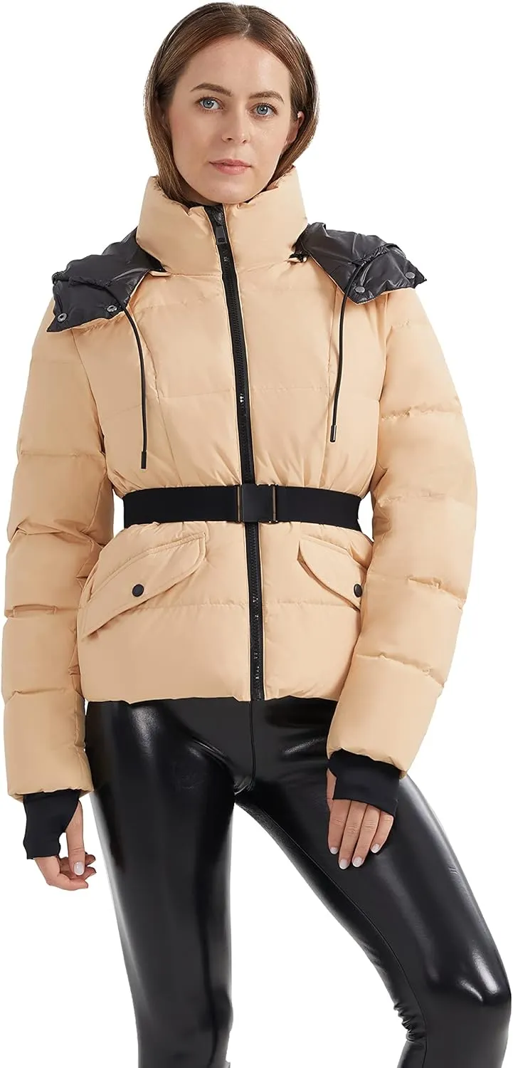 Orolay Women's Short Down Jacket Winter Cropped Hooded Coat for Outdoor Daily Wear