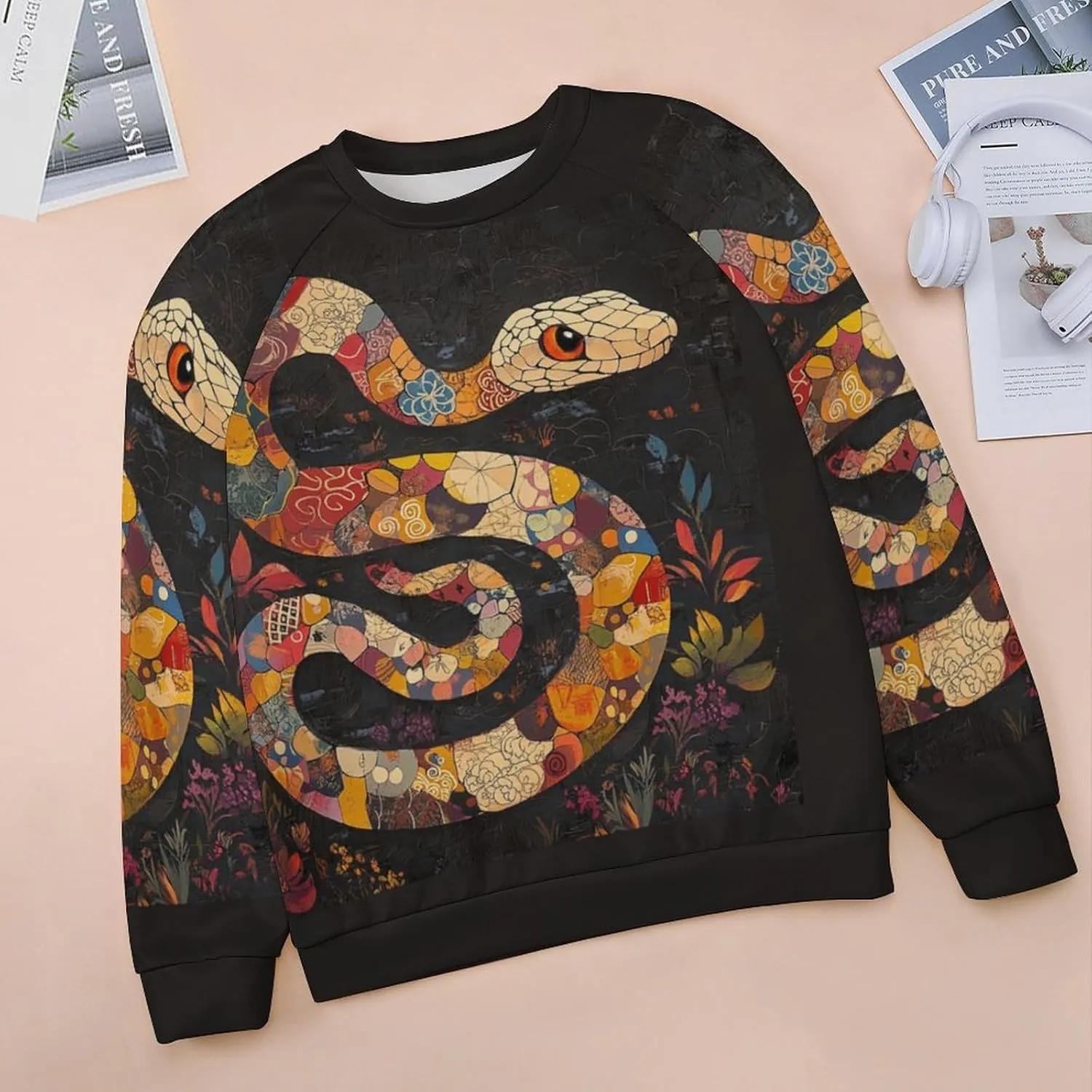 Oversized Crewneck Snake Print Sweatshirt for Women Graphic Long Sleeve Shirts Casual Pullover Trendy Tops