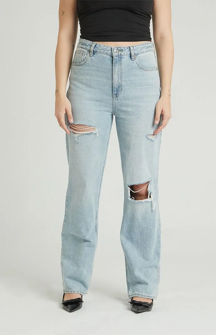 PacSun Women's Light Indigo Ripped '90s Boyfriend Jeans