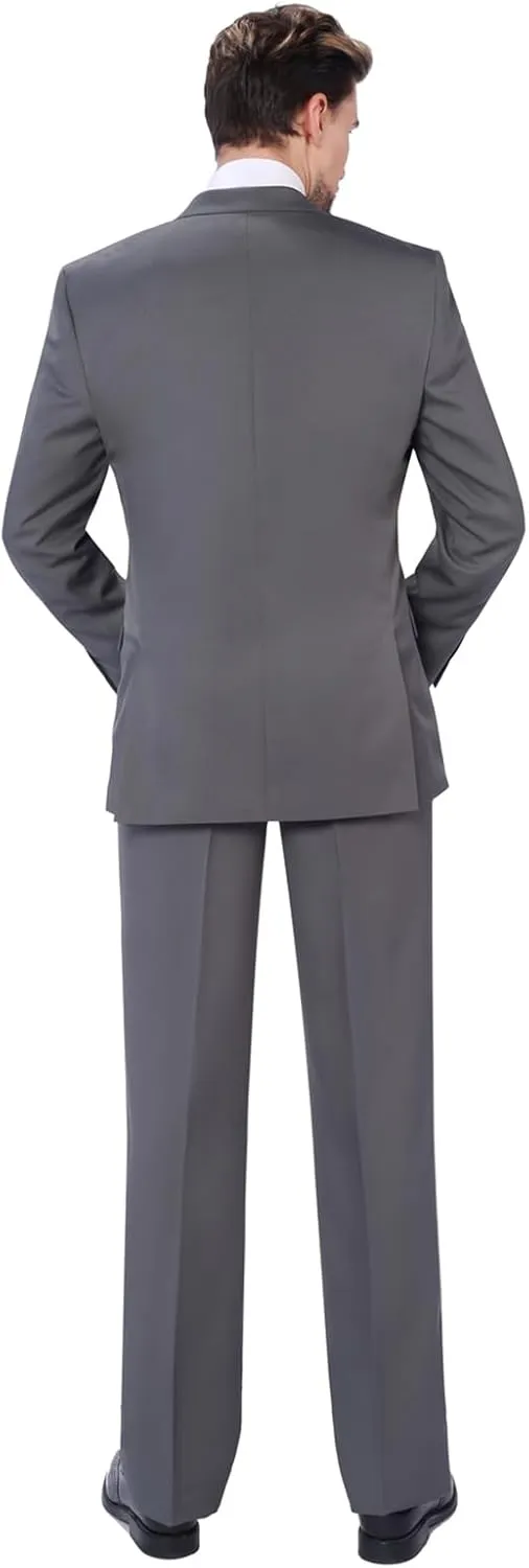 P&L Men's 2-Piece Classic Fit Single Breasted 2 Buttons Blazer & Trousers Suit