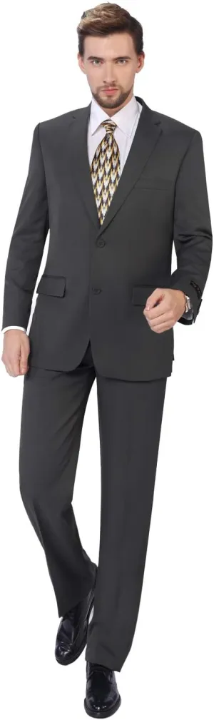 P&L Men's 2-Piece Classic Fit Single Breasted 2 Buttons Blazer & Trousers Suit