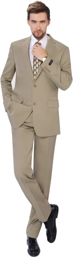 P&L Men's 2-Piece Classic Fit Single Breasted 2 Buttons Blazer & Trousers Suit