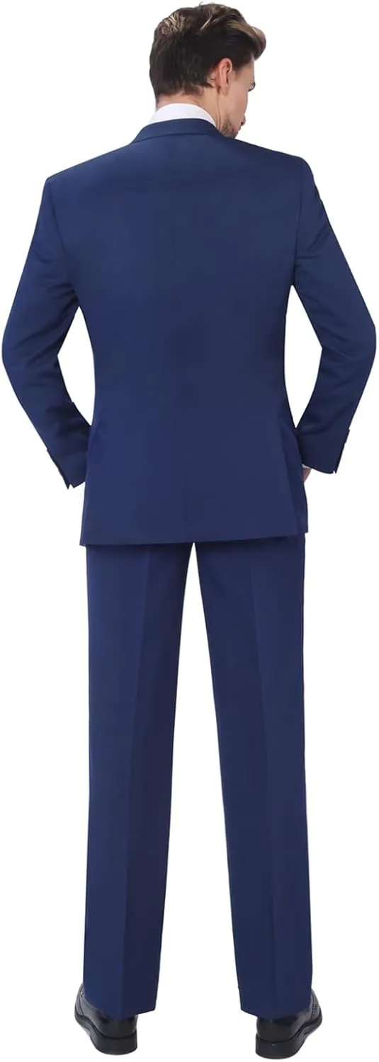 P&L Men's 2-Piece Classic Fit Single Breasted 2 Buttons Blazer & Trousers Suit
