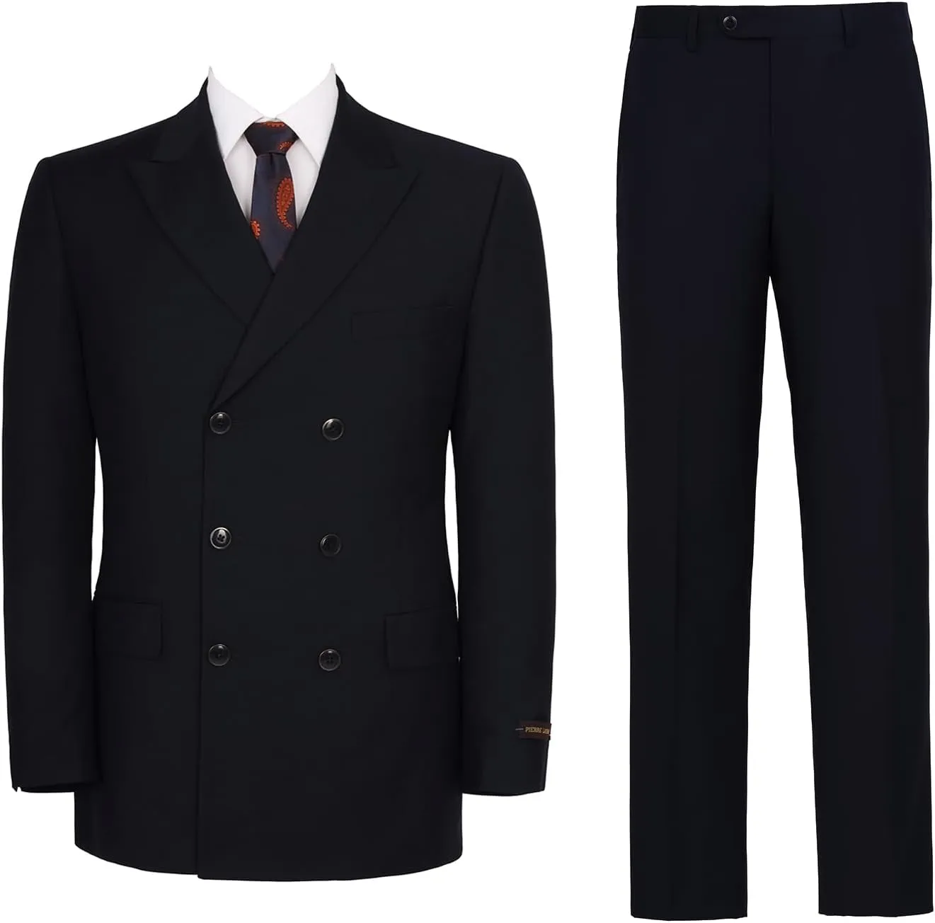 Pio Lorenzo Men's 2-Piece Classic Fit Double Breasted Peak Lapel Plaid Suit