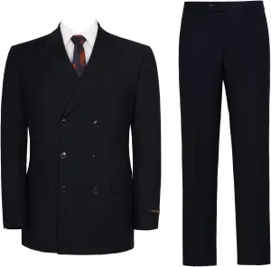 Pio Lorenzo Men's 2-Piece Classic Fit Double Breasted Peak Lapel Plaid Suit