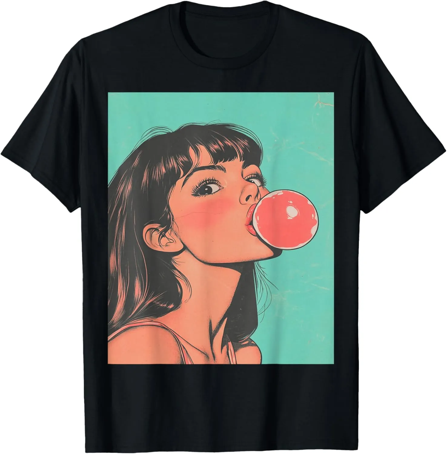 Pop Art Women's Tops Fashion Bubble Gum Pink T-Shirt