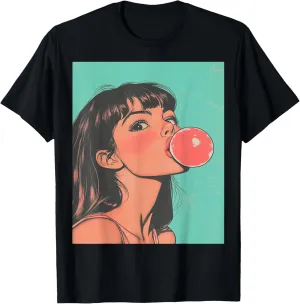 Pop Art Women's Tops Fashion Bubble Gum Pink T-Shirt