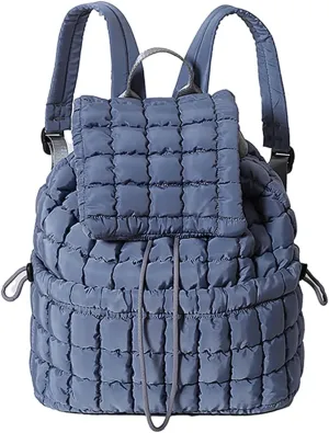 Quilted Backpack for Women, Trendy Puffer Backpack Drawstring Backpack Purse Quilted Puffy Backpacks, Gray, One Size