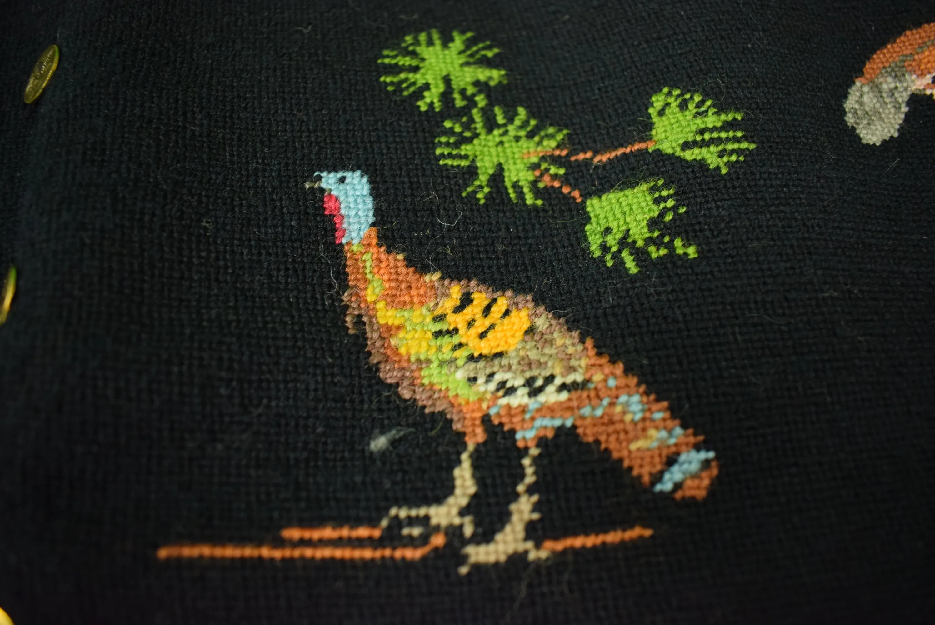 "Hand-Needlepoint Shooter/ Huntsman's Black Vest" Sz 42R (SOLD)