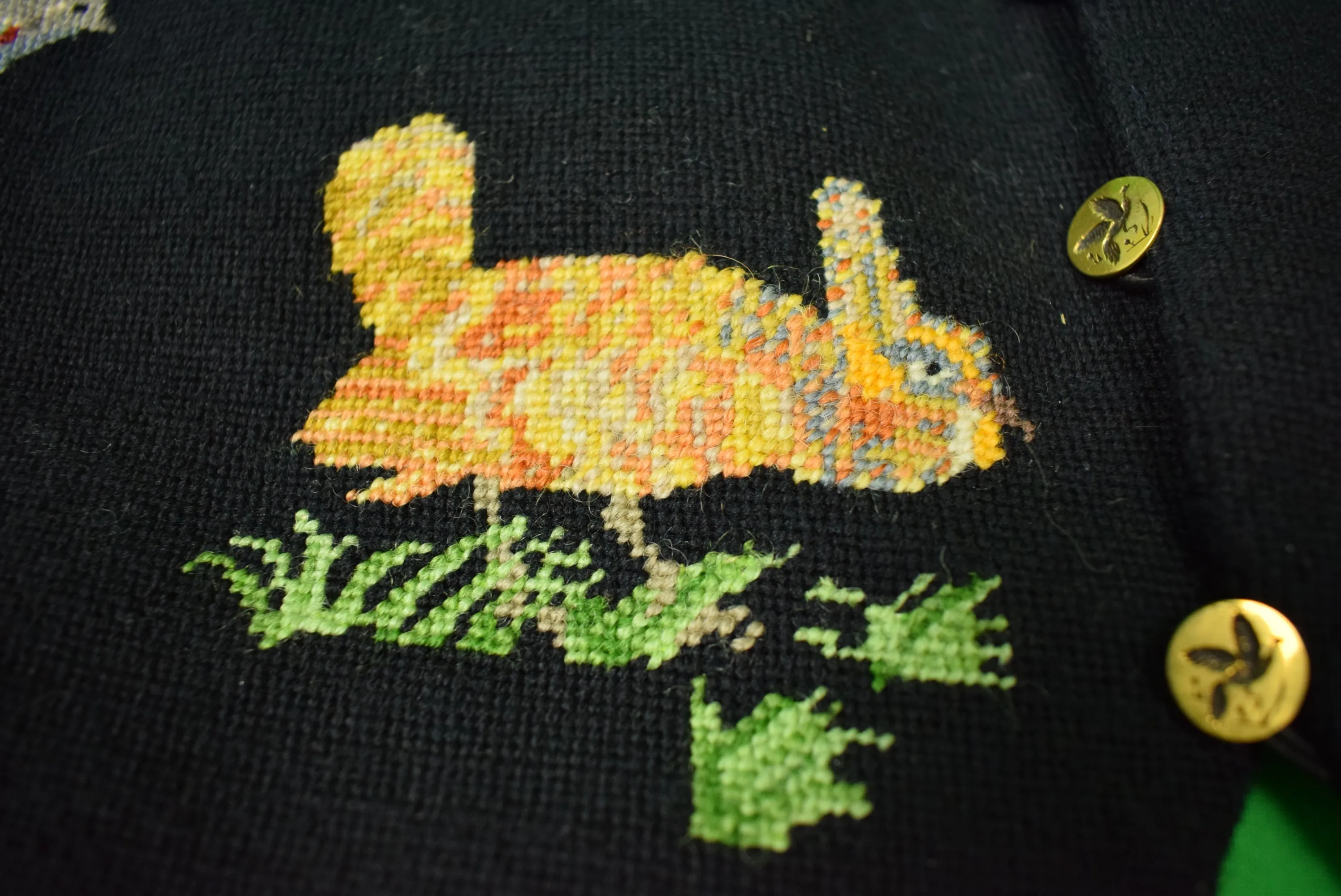 "Hand-Needlepoint Shooter/ Huntsman's Black Vest" Sz 42R (SOLD)