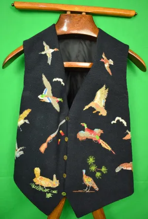 "Hand-Needlepoint Shooter/ Huntsman's Black Vest" Sz 42R (SOLD)