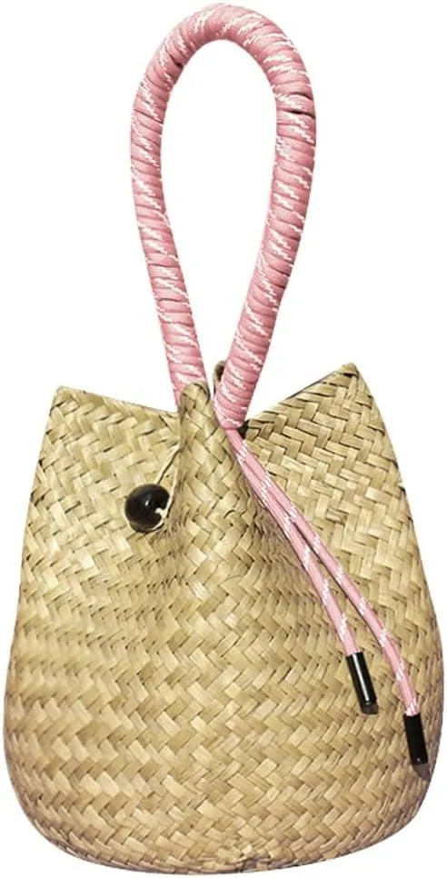 Rattan Clutch Purse for Women 2025 Trendy Handbag Soft Handle Beach Evening Bag Wallet Bamboo Bucket Bag Party Prom