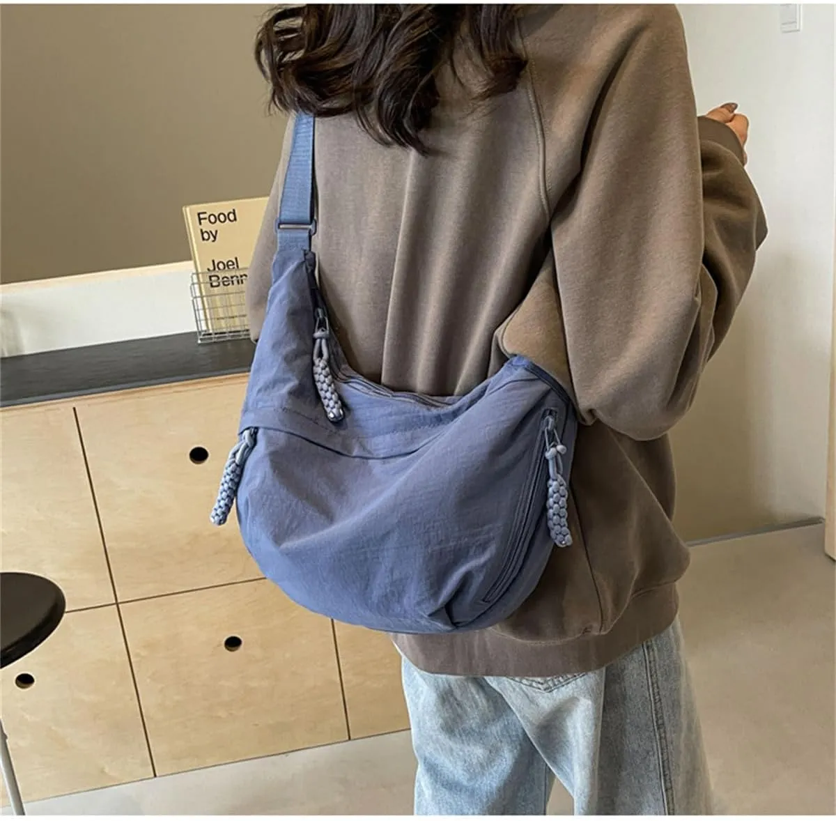 Regularlyk Crossbody Bag, Regularlyk Women's Fashion Plain Color Nylon Crossbody Hobo Bag Purse