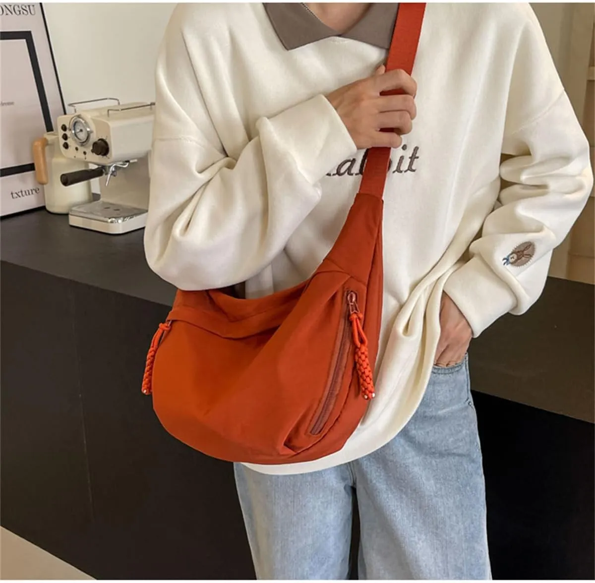 Regularlyk Crossbody Bag, Regularlyk Women's Fashion Plain Color Nylon Crossbody Hobo Bag Purse