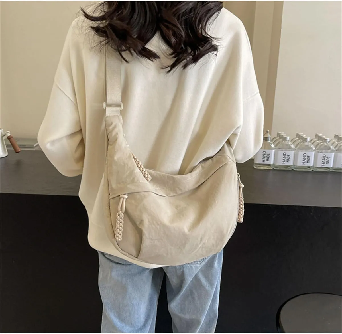 Regularlyk Crossbody Bag, Regularlyk Women's Fashion Plain Color Nylon Crossbody Hobo Bag Purse